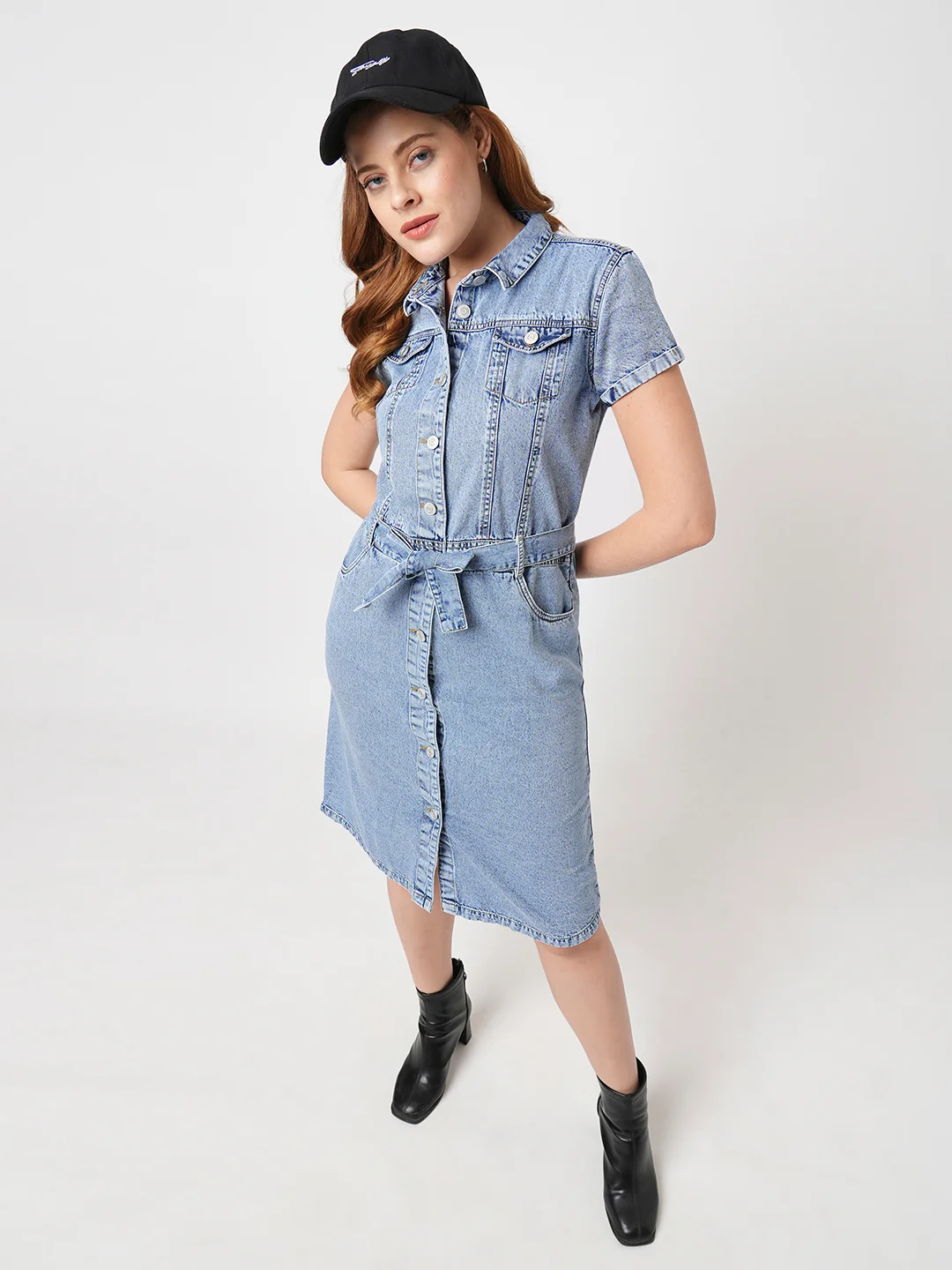 Women Light Blue Denim Dress