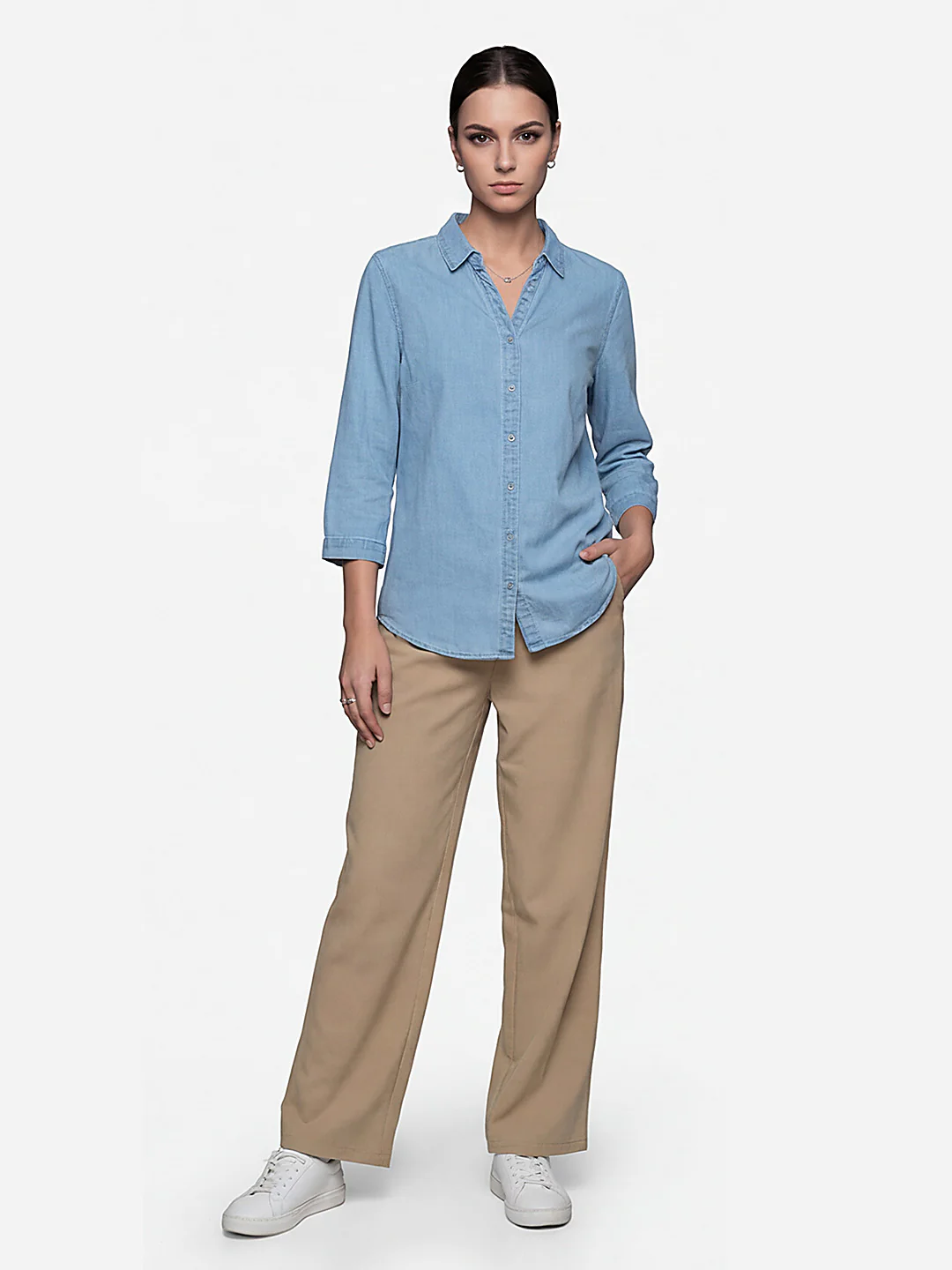 Women Light Blue Denim Shirt