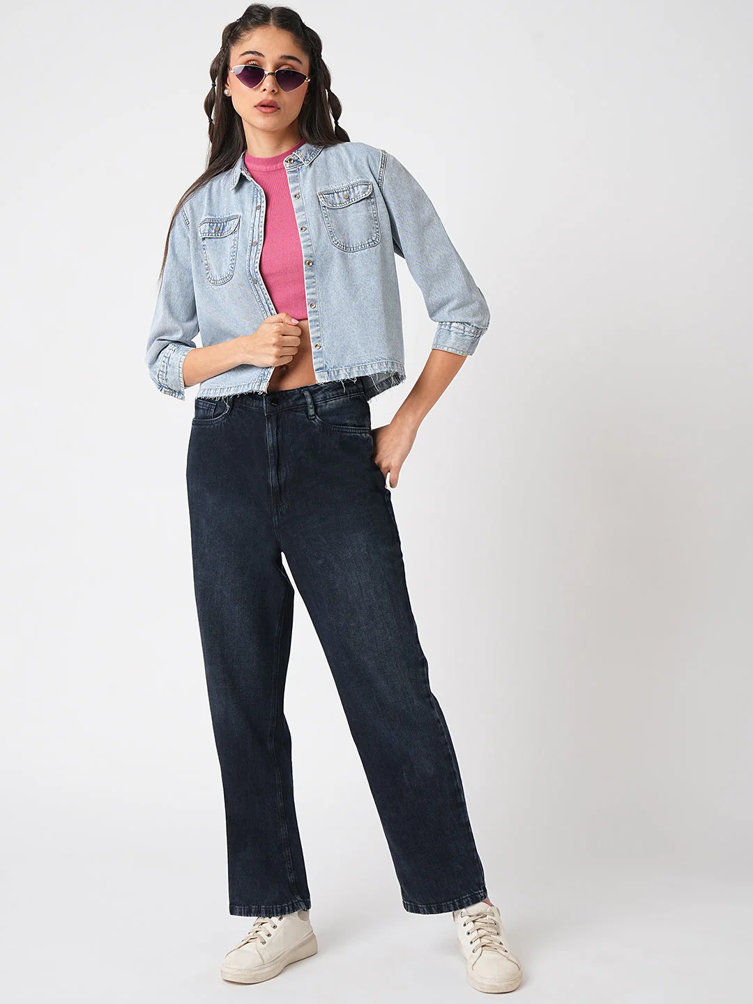 Women Light Blue Denim Shirt - Image 2