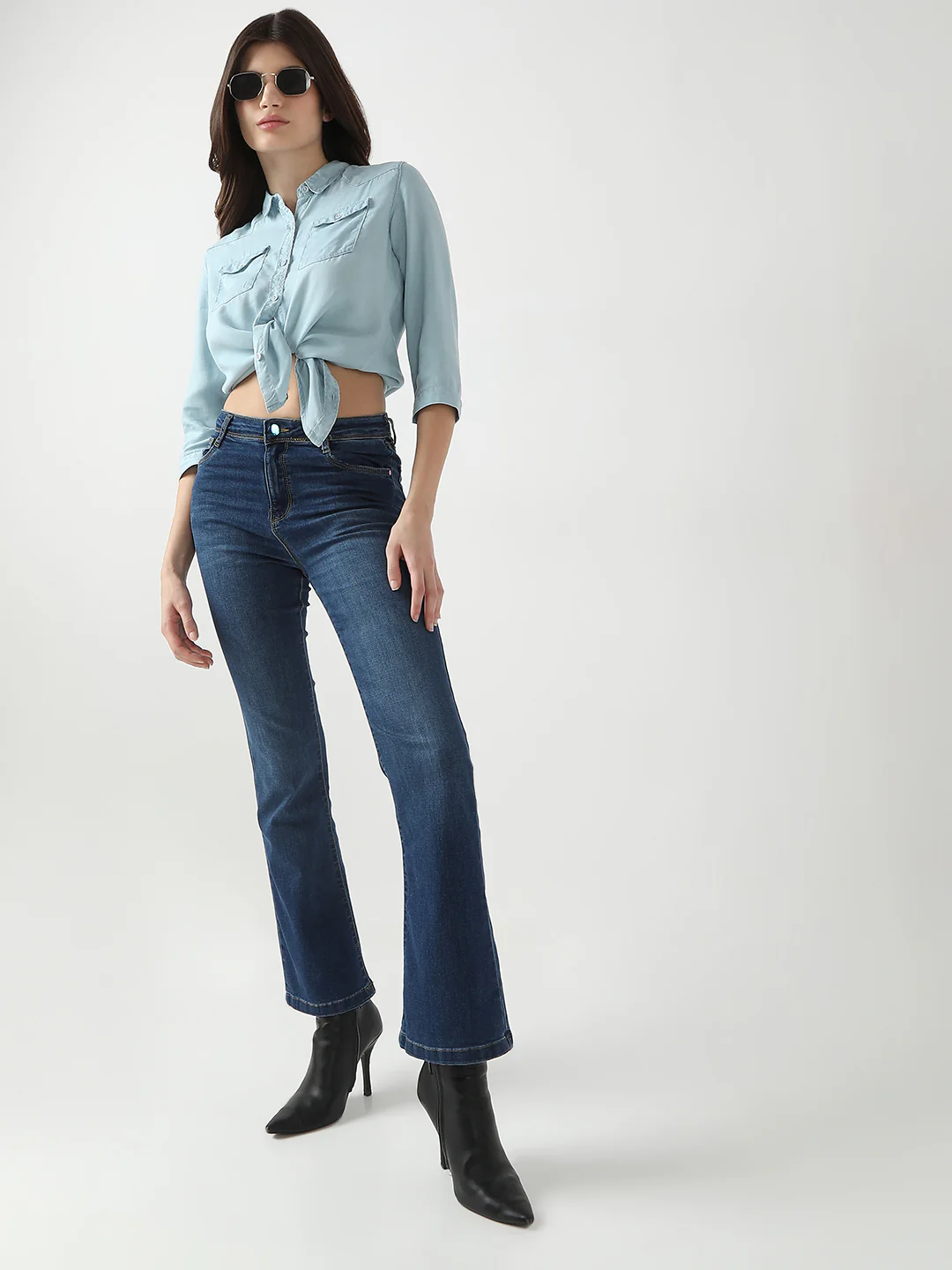 Women Light Blue Denim Shirt - Image 4