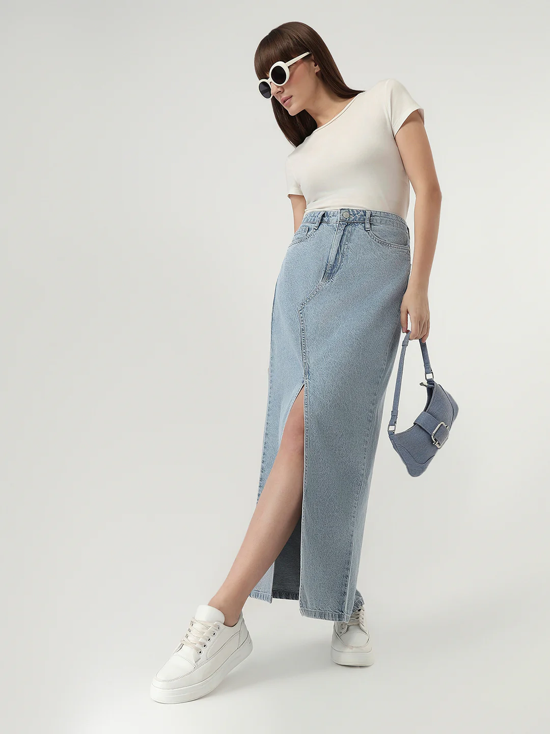 Women Light Blue Denim Skirt
