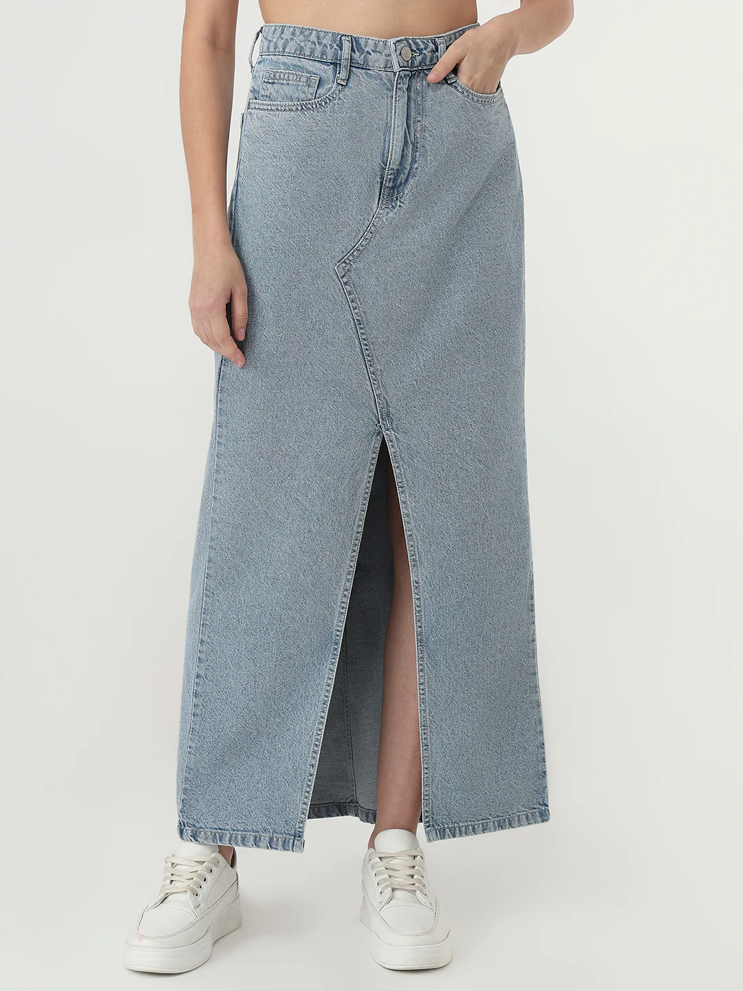 Women Light Blue Denim Skirt - Image 2