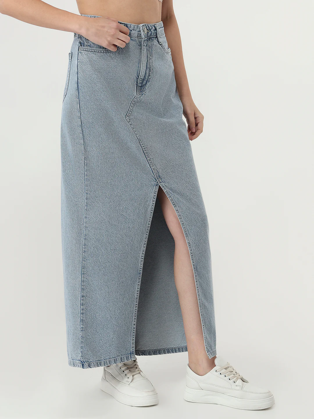 Women Light Blue Denim Skirt - Image 5
