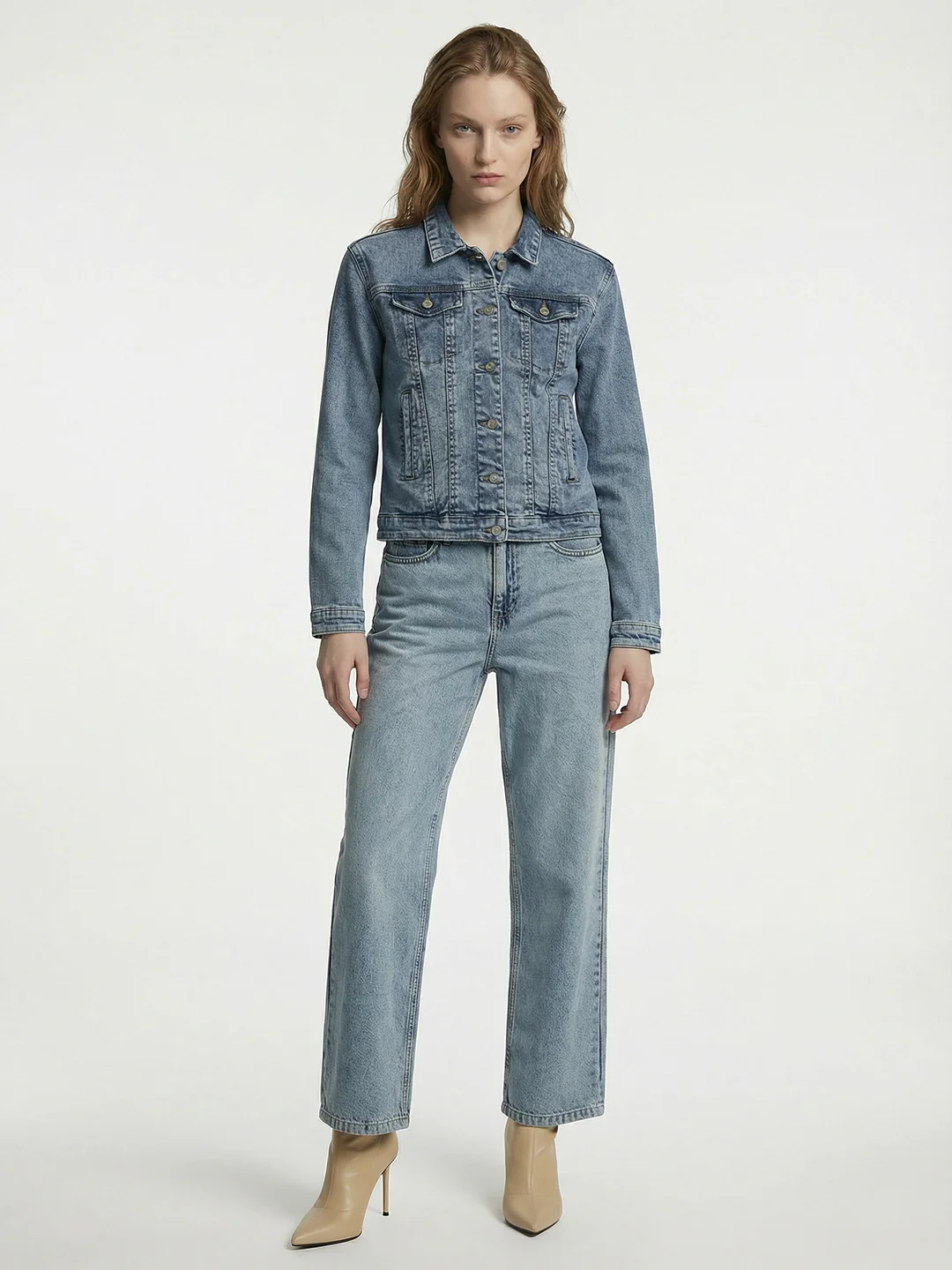 Women Light Blue Denim Slim Fit Jacket - Image 2