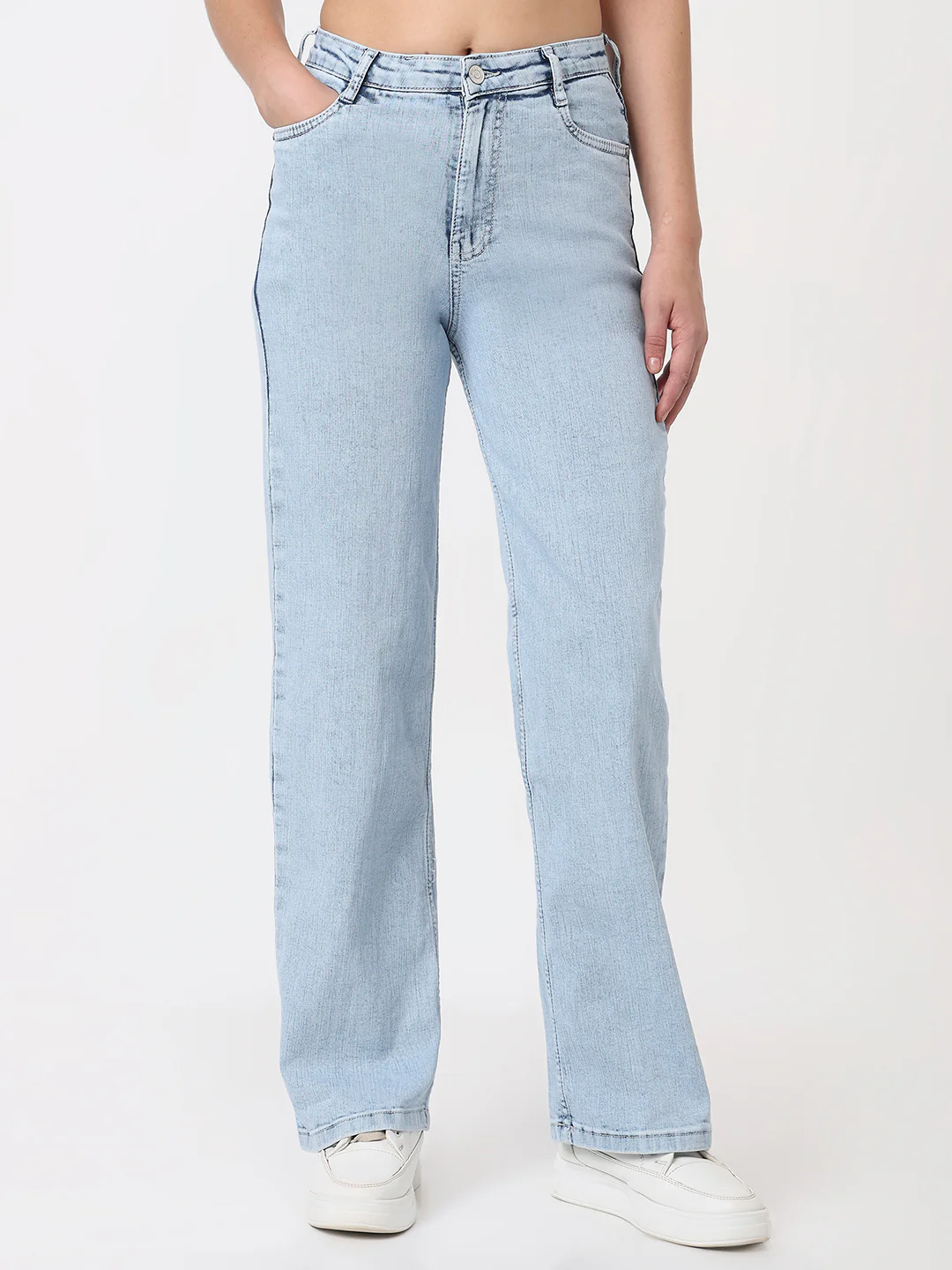 Women Light Blue High-Rise Baggy Jeans - Image 2