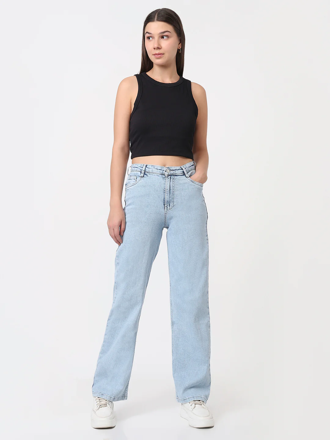 Women Light Blue High-Rise Baggy Jeans - Image 4