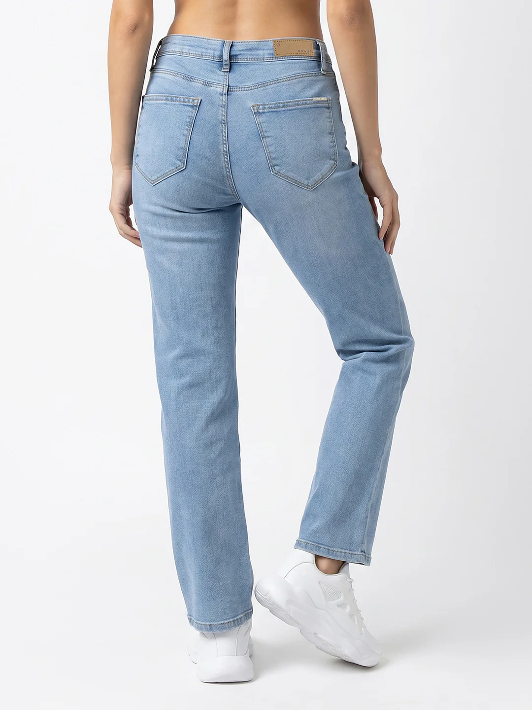 Women Light Blue High-Rise Crop Flare Jeans - Image 3