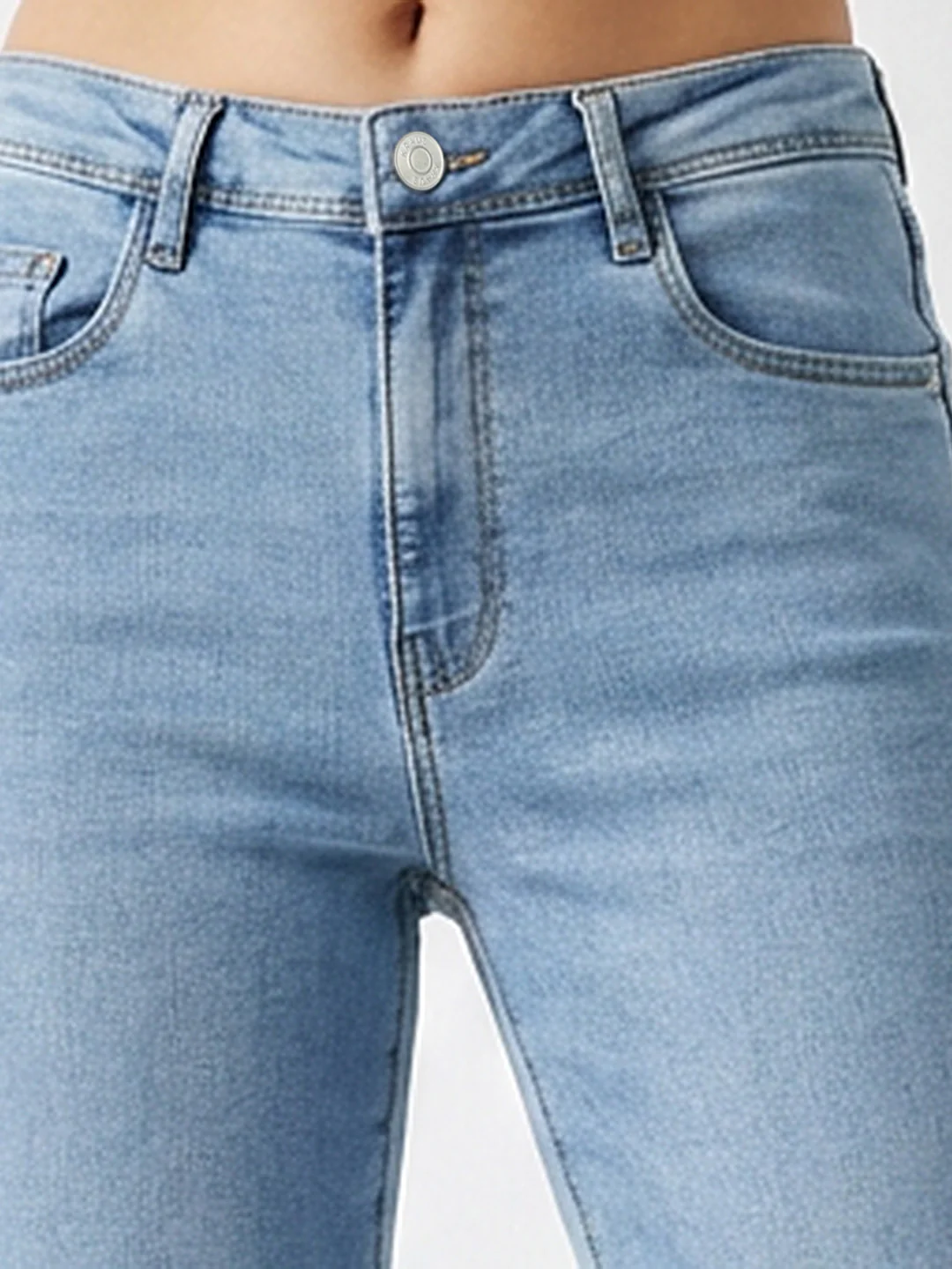 Women Light Blue High-Rise Crop Flare Jeans - Image 5
