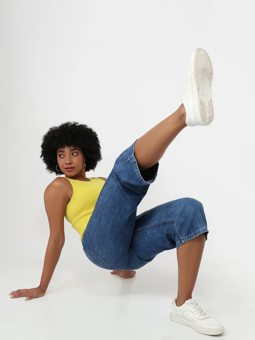 Women Light Blue High-Rise Culottes
