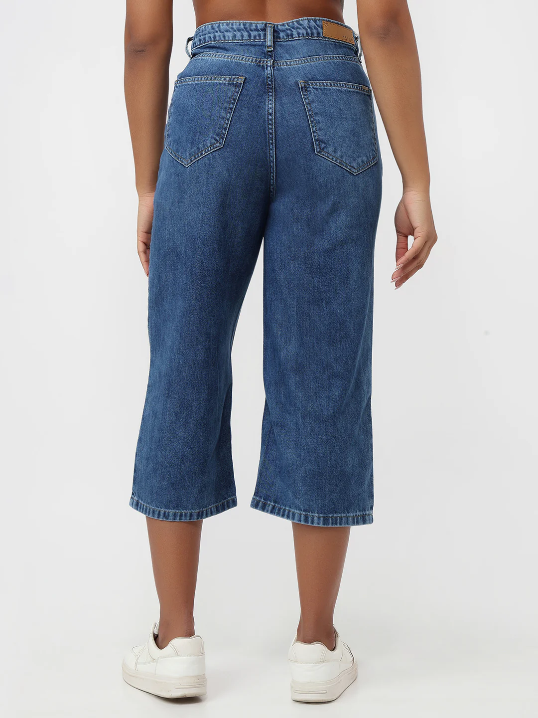Women Light Blue High-Rise Culottes - Image 3