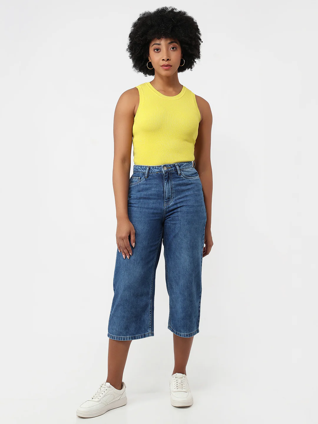 Women Light Blue High-Rise Culottes - Image 4