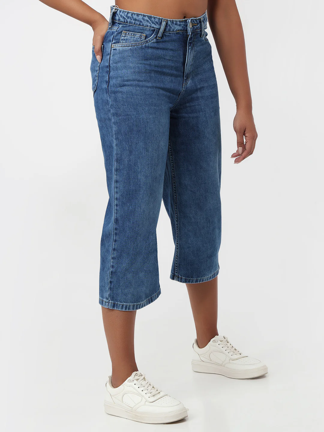 Women Light Blue High-Rise Culottes - Image 6