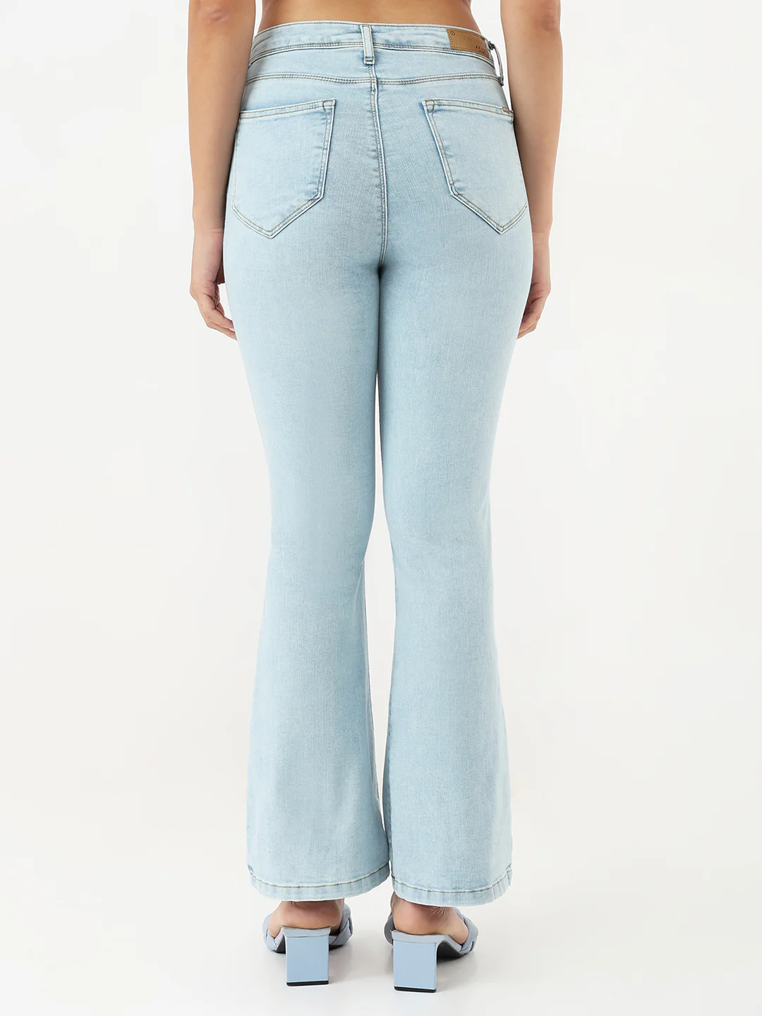 Women Light Blue High-Rise Flare Jeans - Image 3