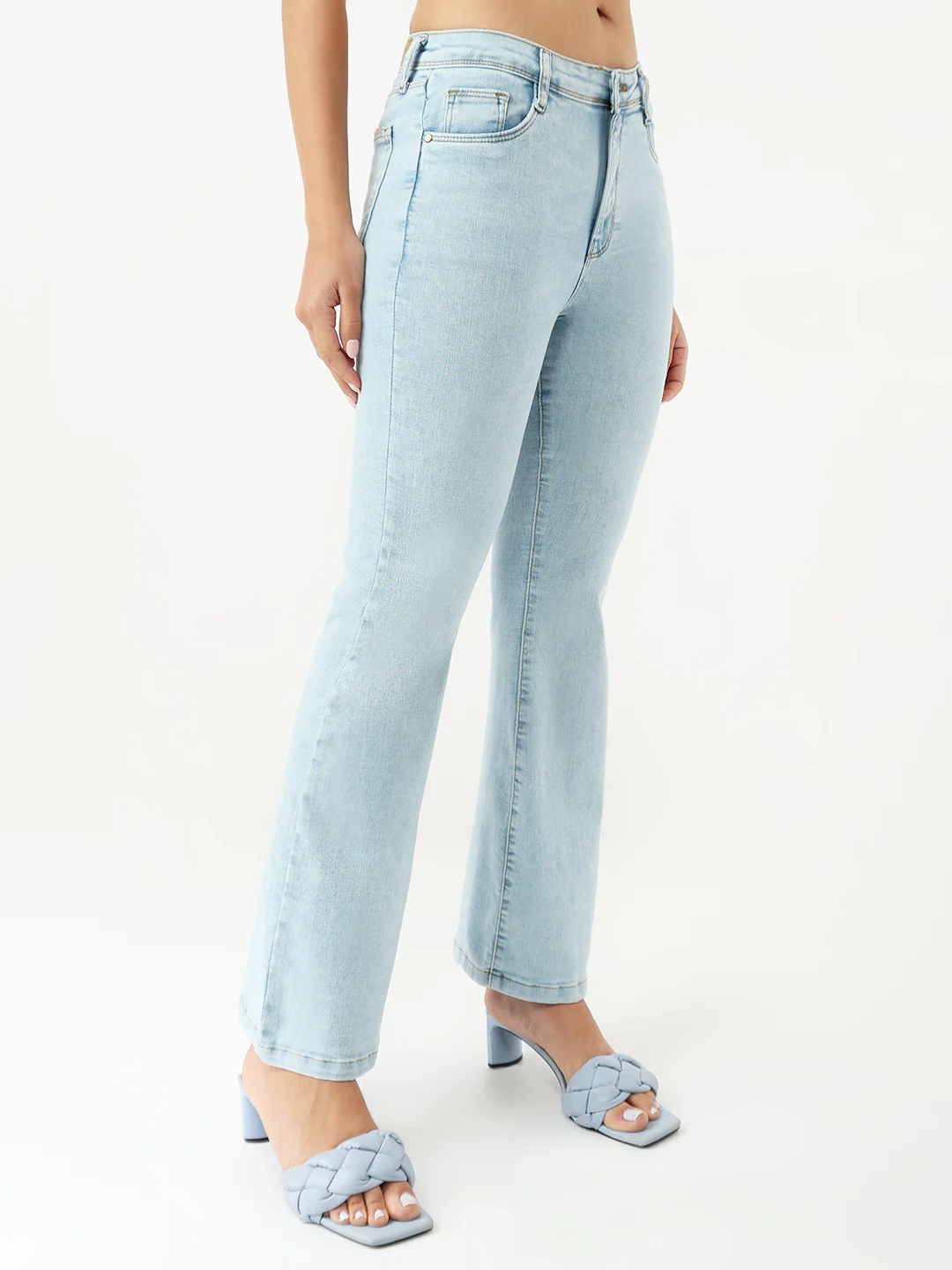 Women Light Blue High-Rise Flare Jeans - Image 5