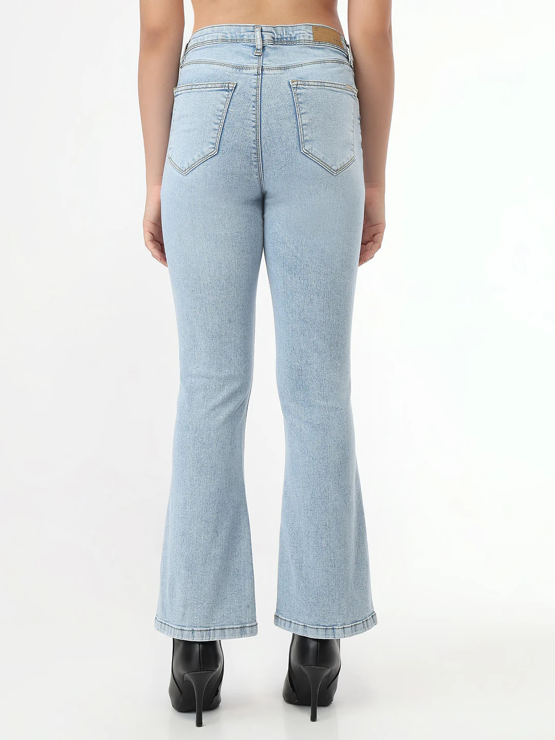 Women Light Blue High-Rise Flare Jeans - Image 3
