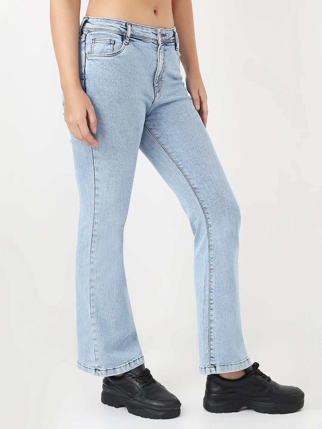 Women Light Blue High-Rise Flare Jeans - Image 5