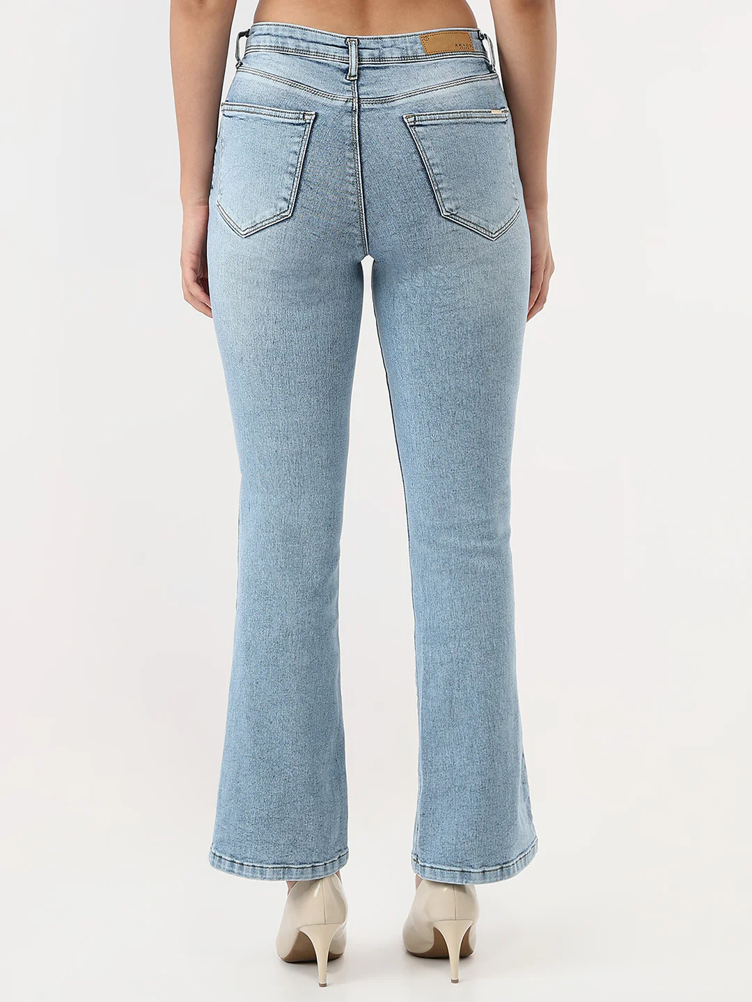 Women Light Blue High-Rise Flare Jeans - Image 3