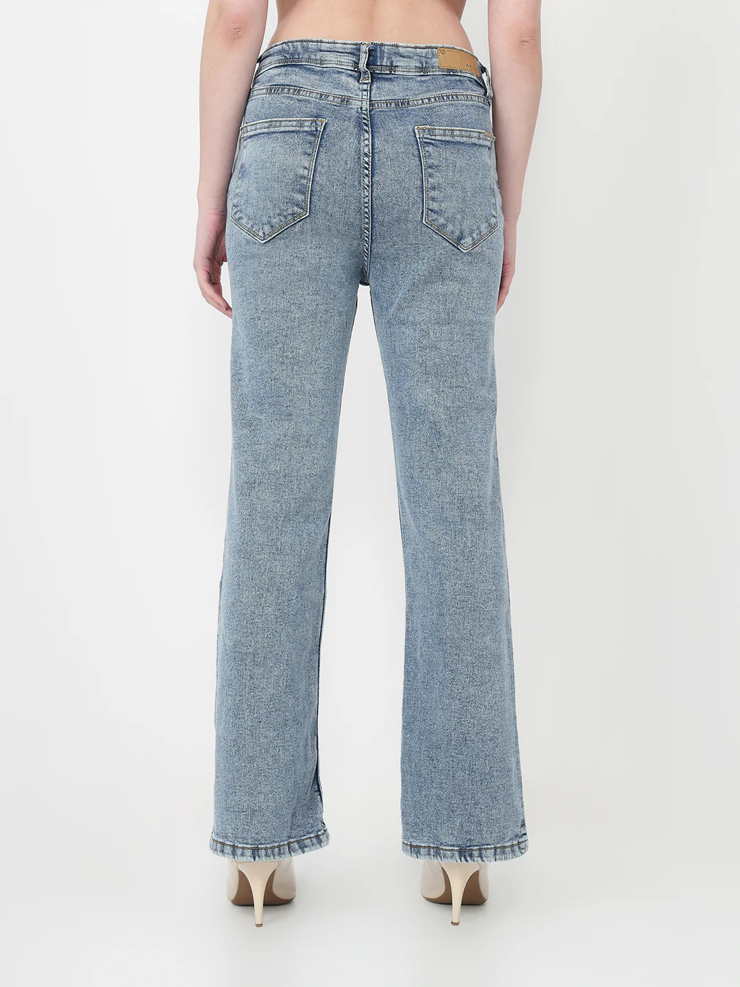 Women Light Blue High-Rise Flare Jeans - Image 3