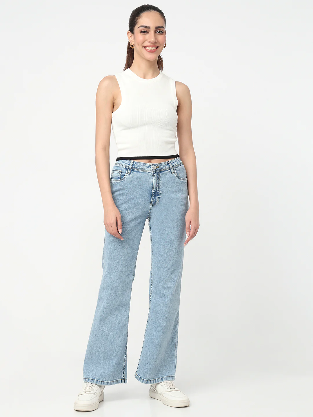 Women Light Blue High-Rise Flare Jeans - Image 4