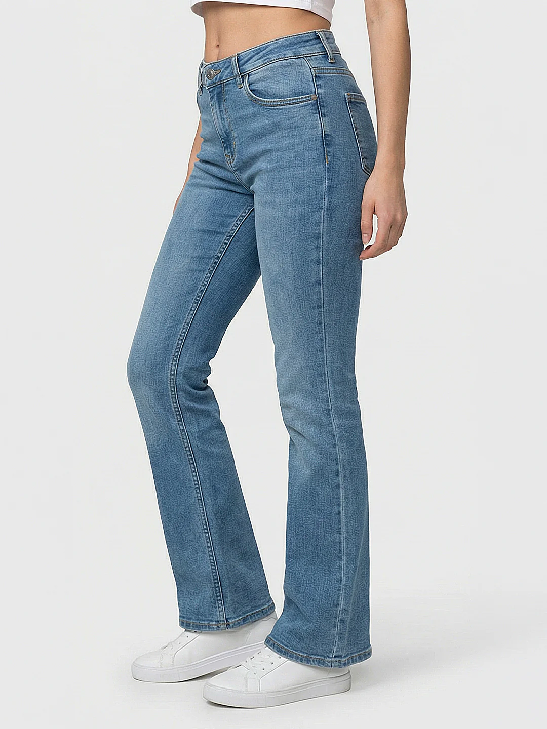 Women Light Blue High-Rise Flare Jeans - Image 5