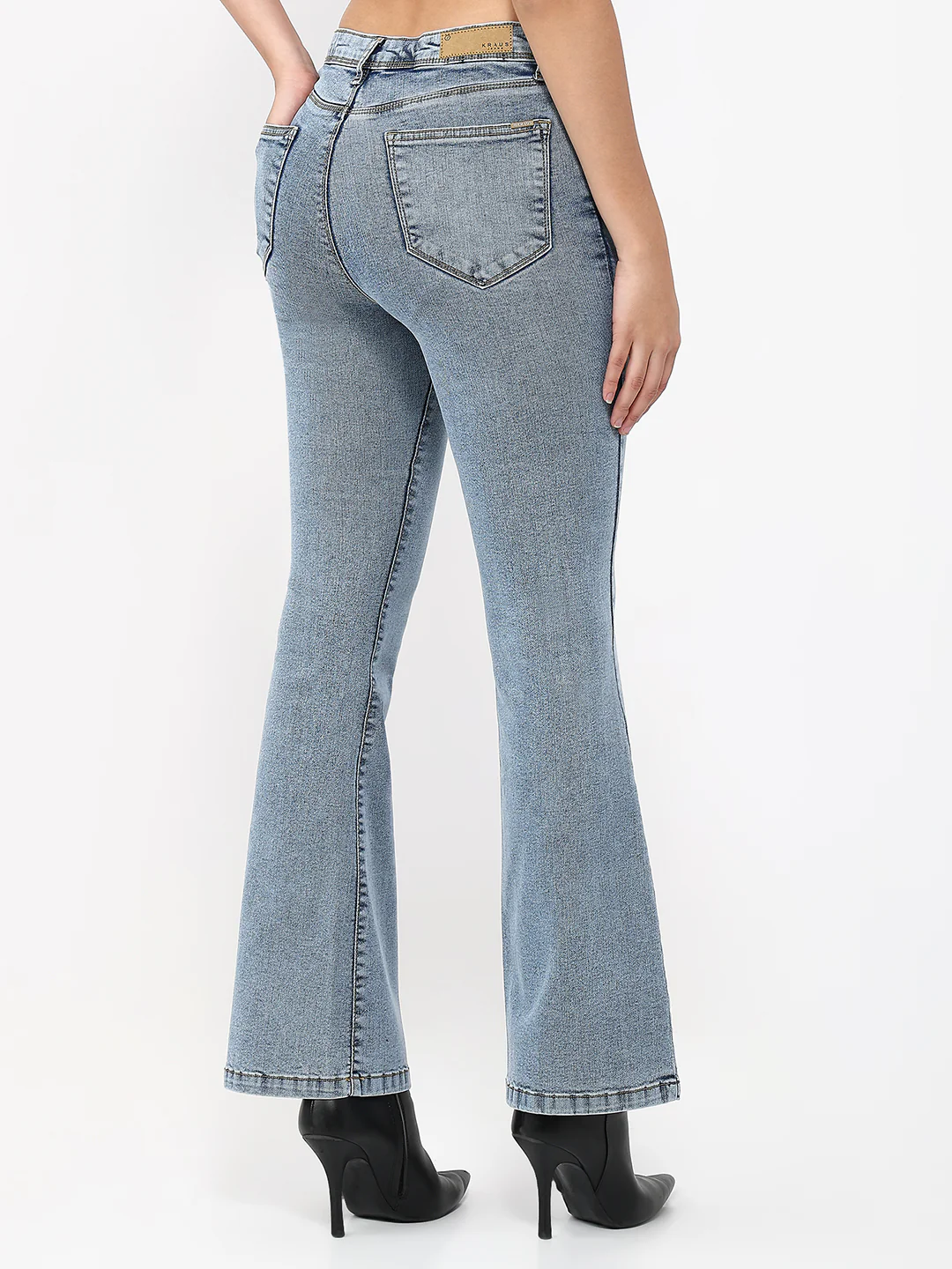 Women Light Blue High-Rise Flare Jeans - Image 3