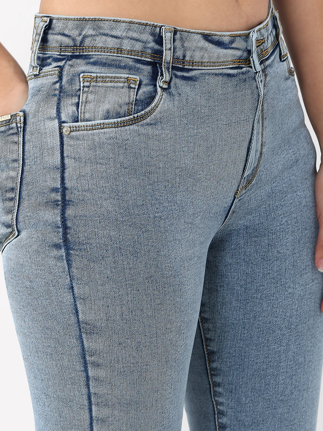Women Light Blue High-Rise Flare Jeans - Image 4