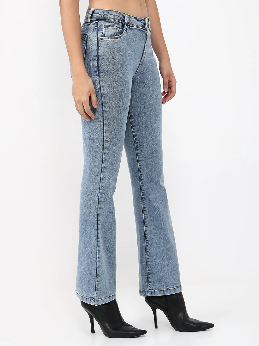 Women Light Blue High-Rise Flare Jeans - Image 5