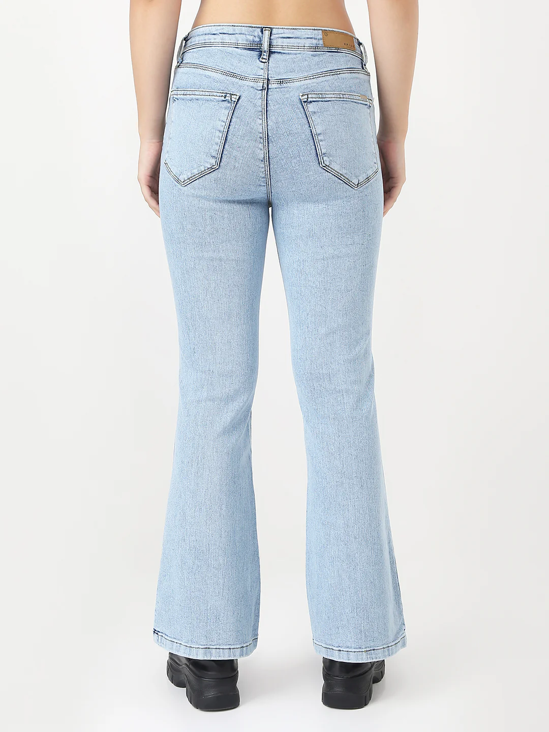 Women Light Blue High-Rise Flare Jeans - Image 3