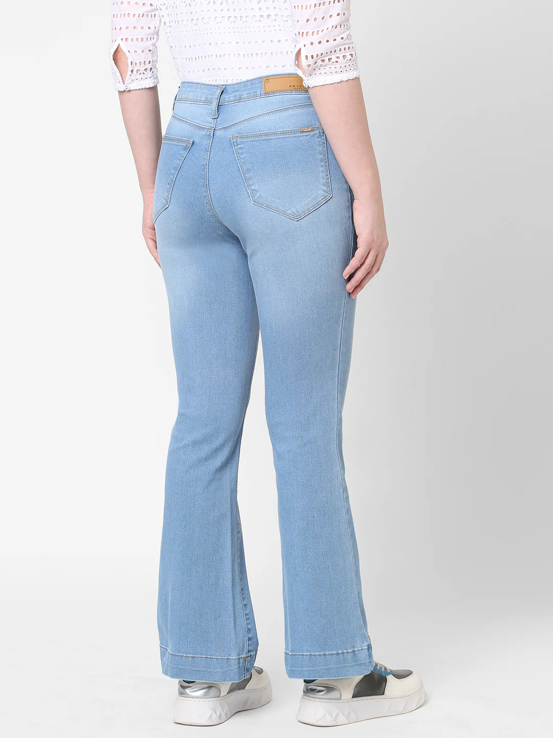 Women Light Blue High-Rise Flare Jeans - Image 3