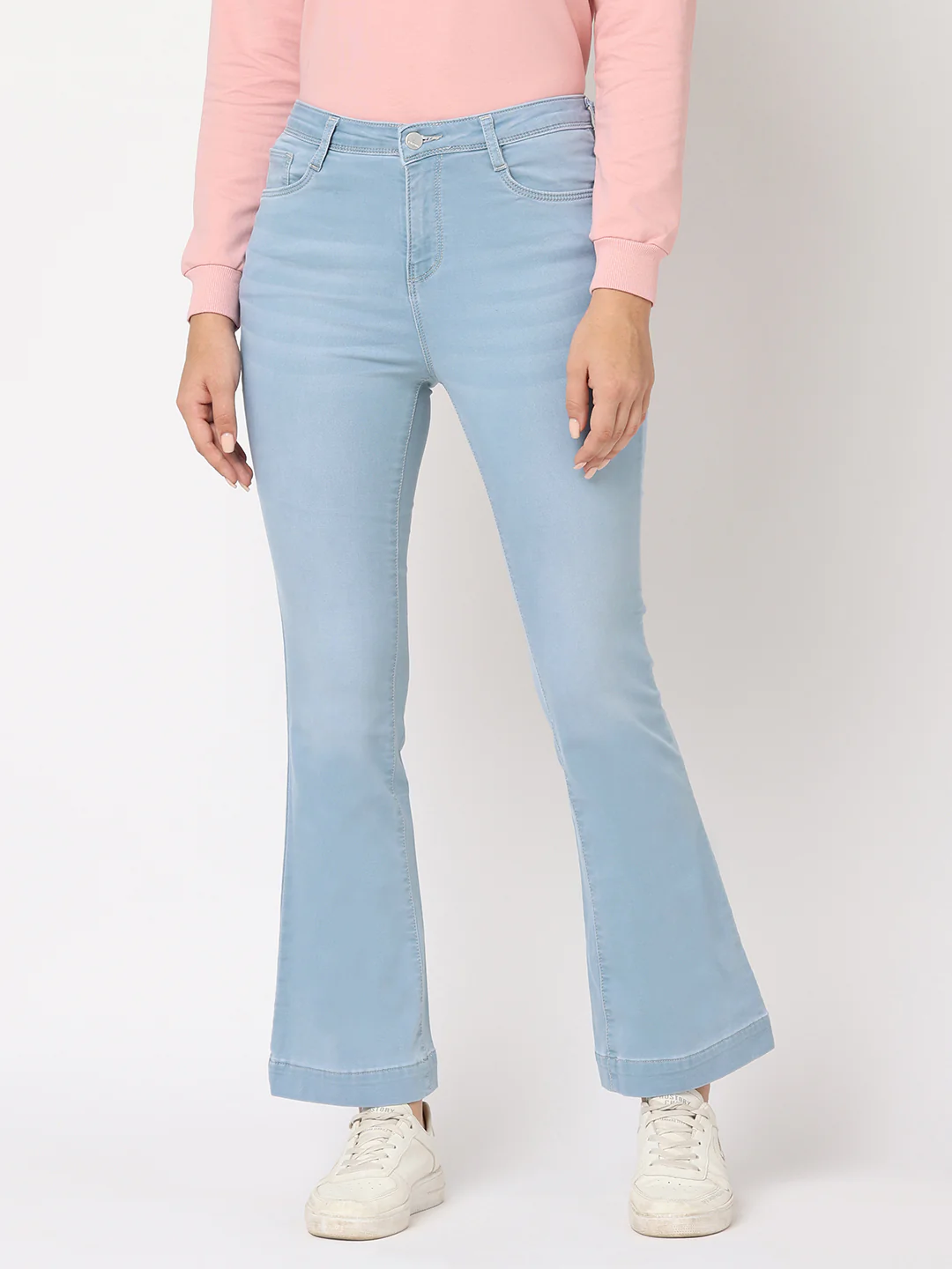 Women Light Blue High-Rise Flare Jeans - Image 2