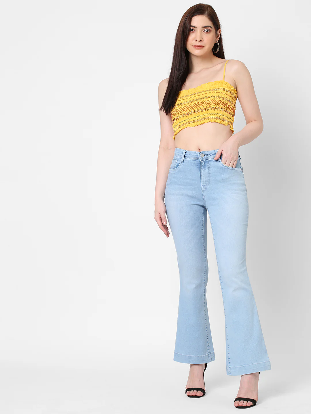 Women Light Blue High-Rise Flare Jeans - Image 3