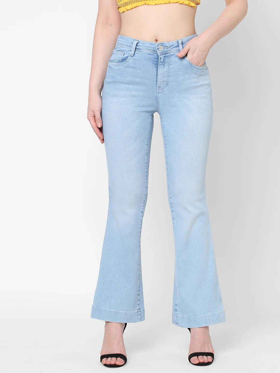 Women Light Blue High-Rise Flare Jeans - Image 5