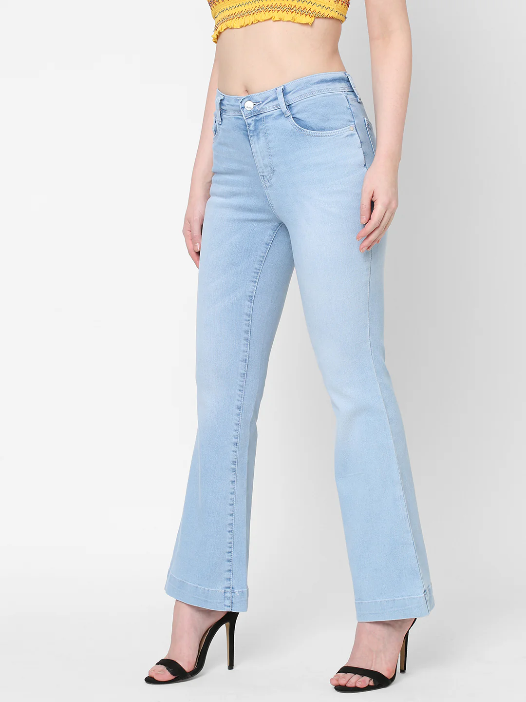 Women Light Blue High-Rise Flare Jeans - Image 6