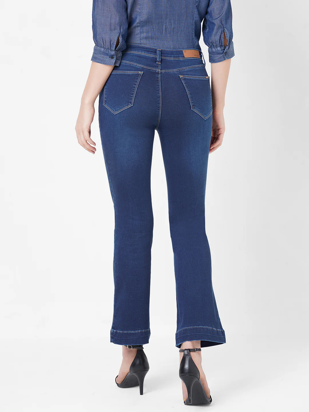 Women Light Blue High-Rise Flare Jeans - Image 3