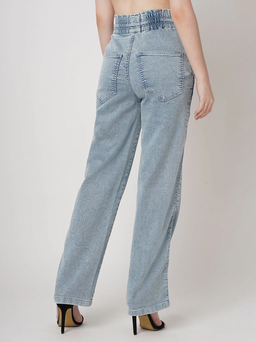 Women Light Blue High-Rise Joggers - Image 4