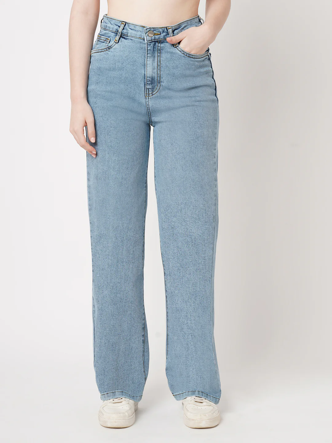 Women Light Blue High-Rise Loose Straight Fit Jeans - Image 2