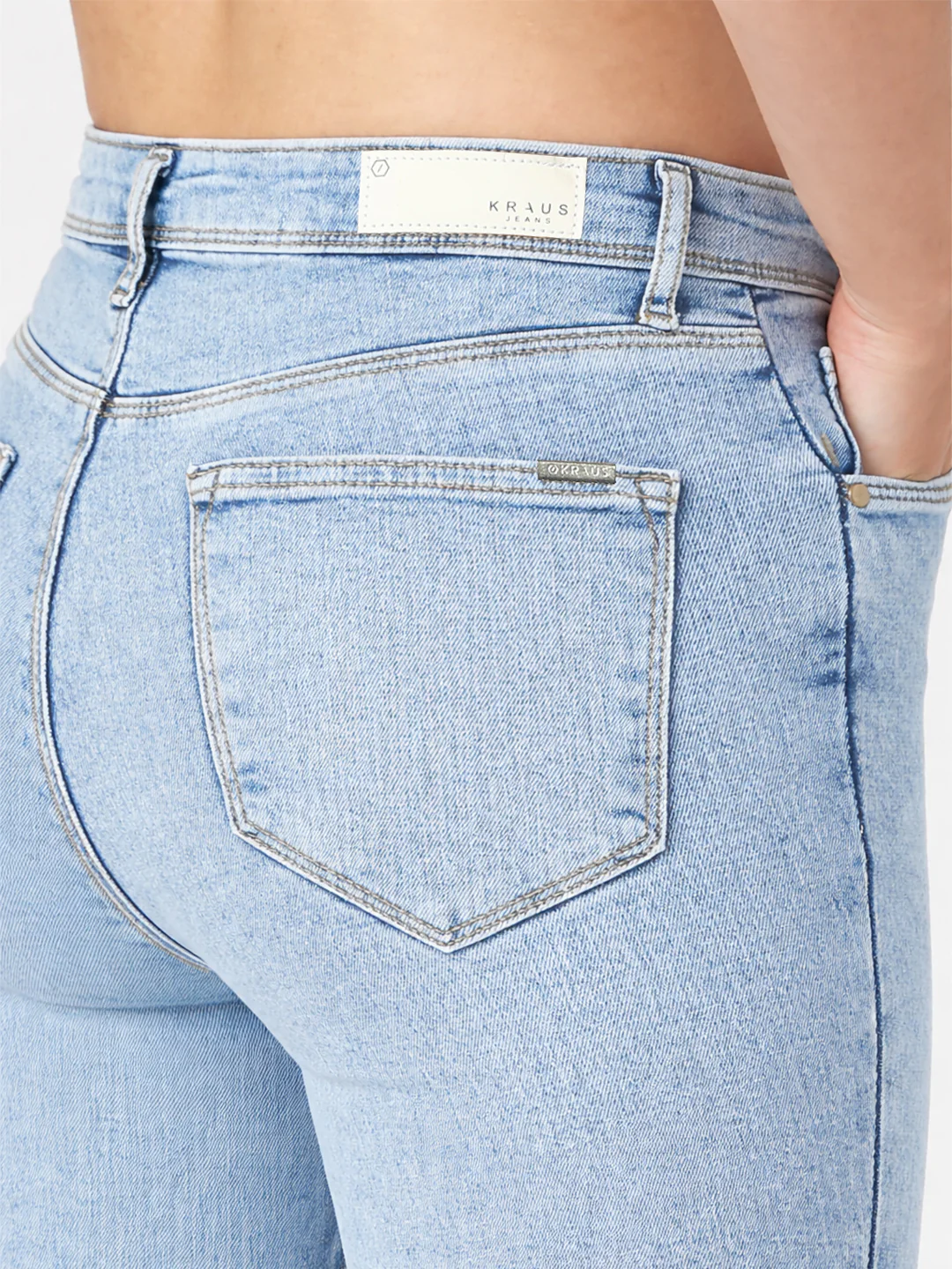 Women Light Blue High-Rise Mini Flare Jeans - Image 6