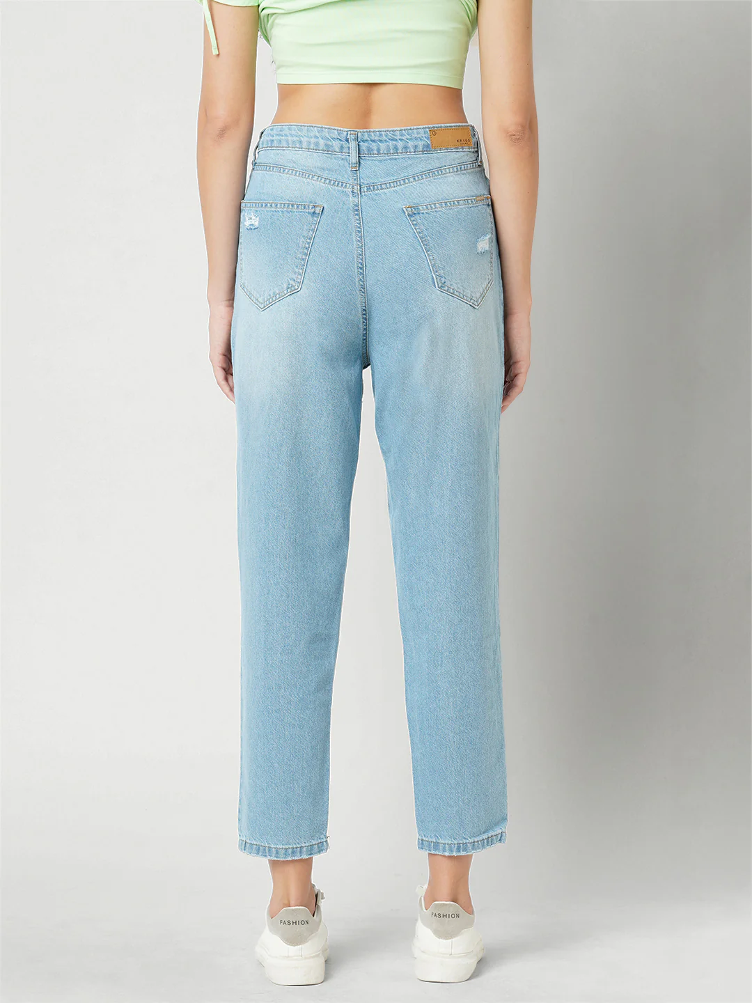 Women Light Blue High-Rise Mom Fit Jeans - Image 3