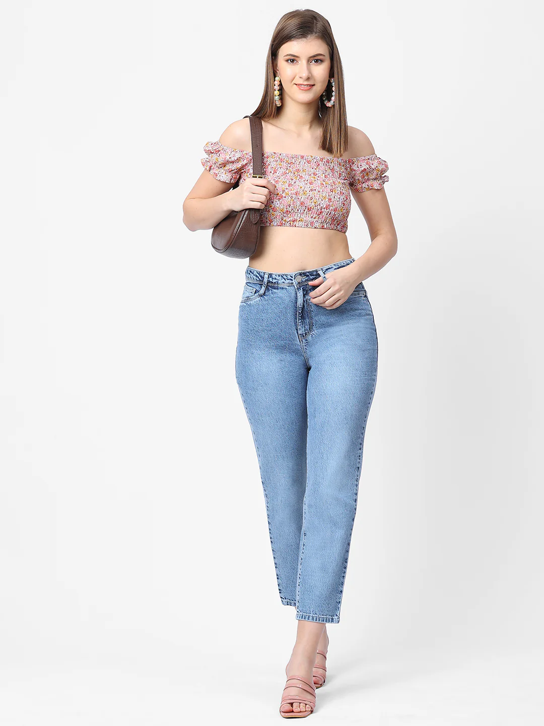 Women Light Blue High-Rise Mom Fit Jeans - Image 2