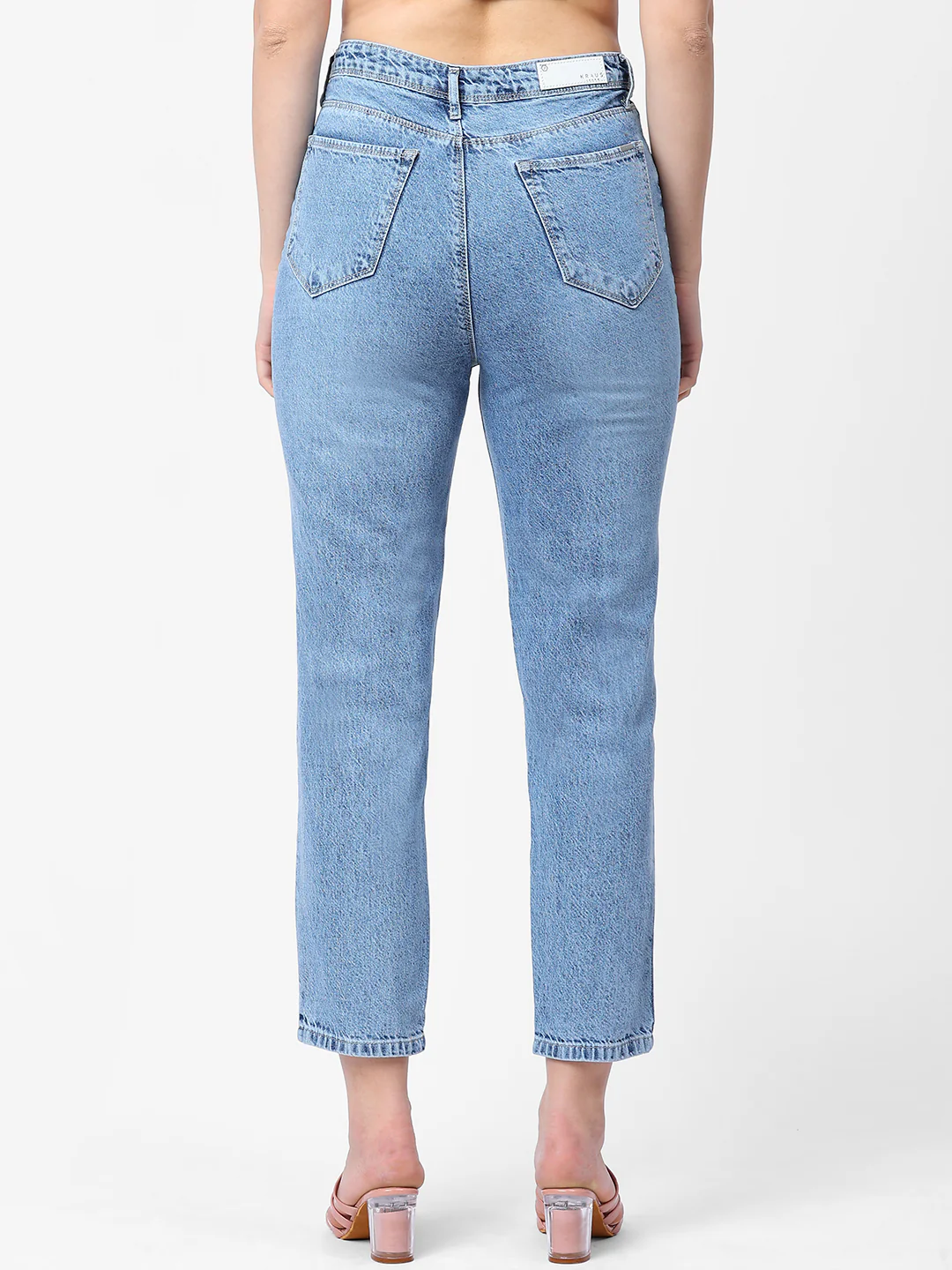 Women Light Blue High-Rise Mom Fit Jeans - Image 3