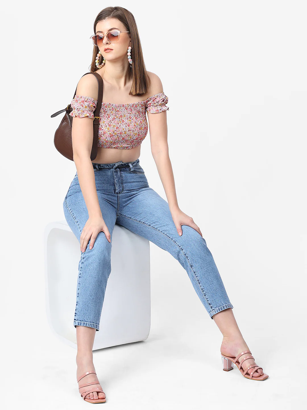 Women Light Blue High-Rise Mom Fit Jeans - Image 4