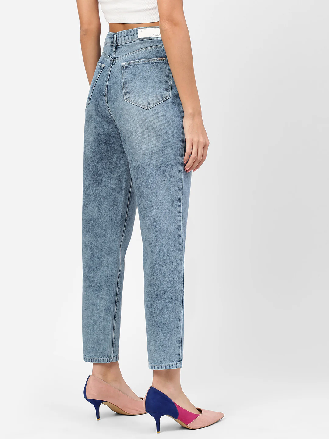 Women Light Blue High-Rise Mom Fit Jeans - Image 3