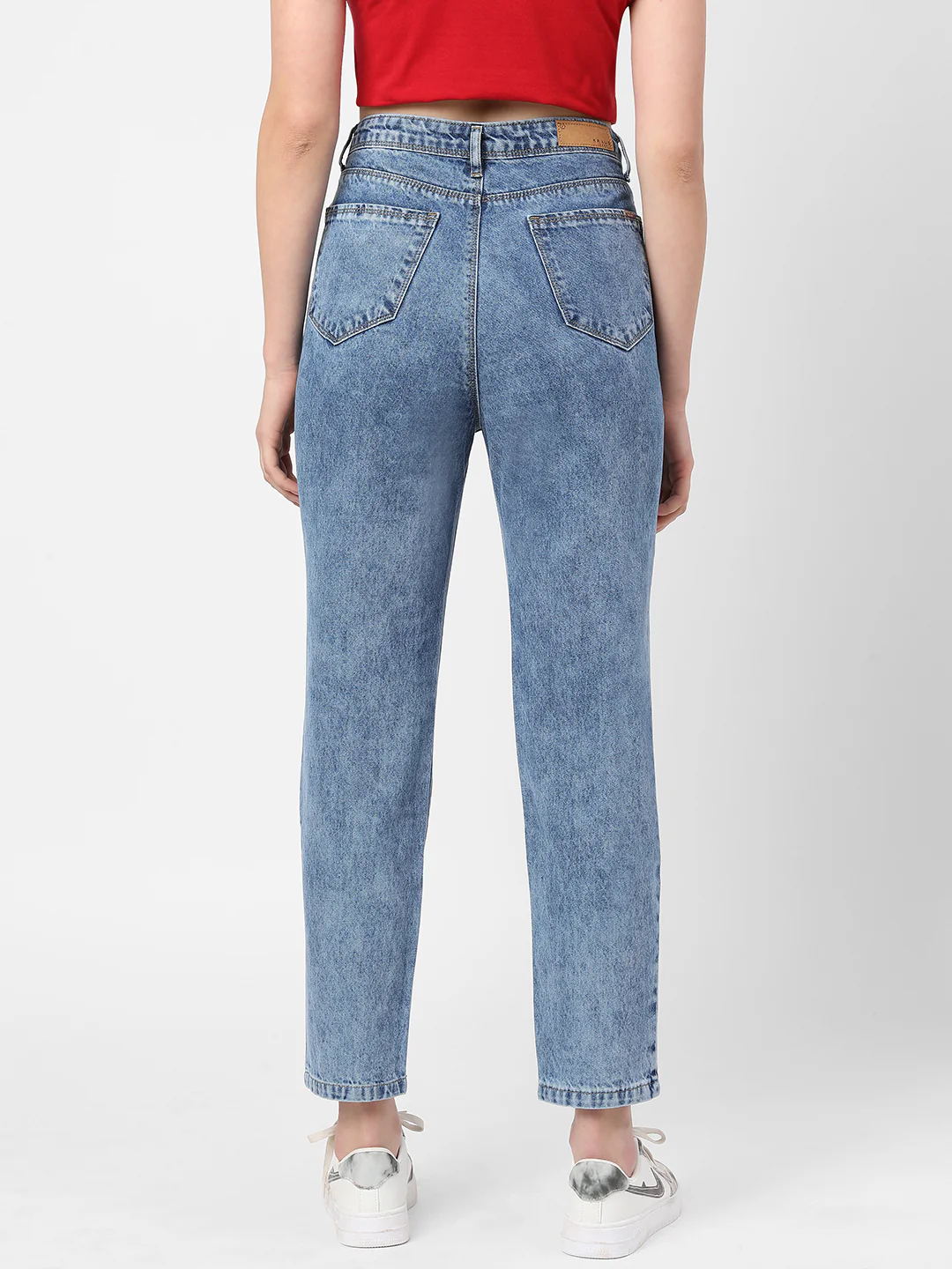 Women Light Blue High-Rise Mom Fit Jeans - Image 3