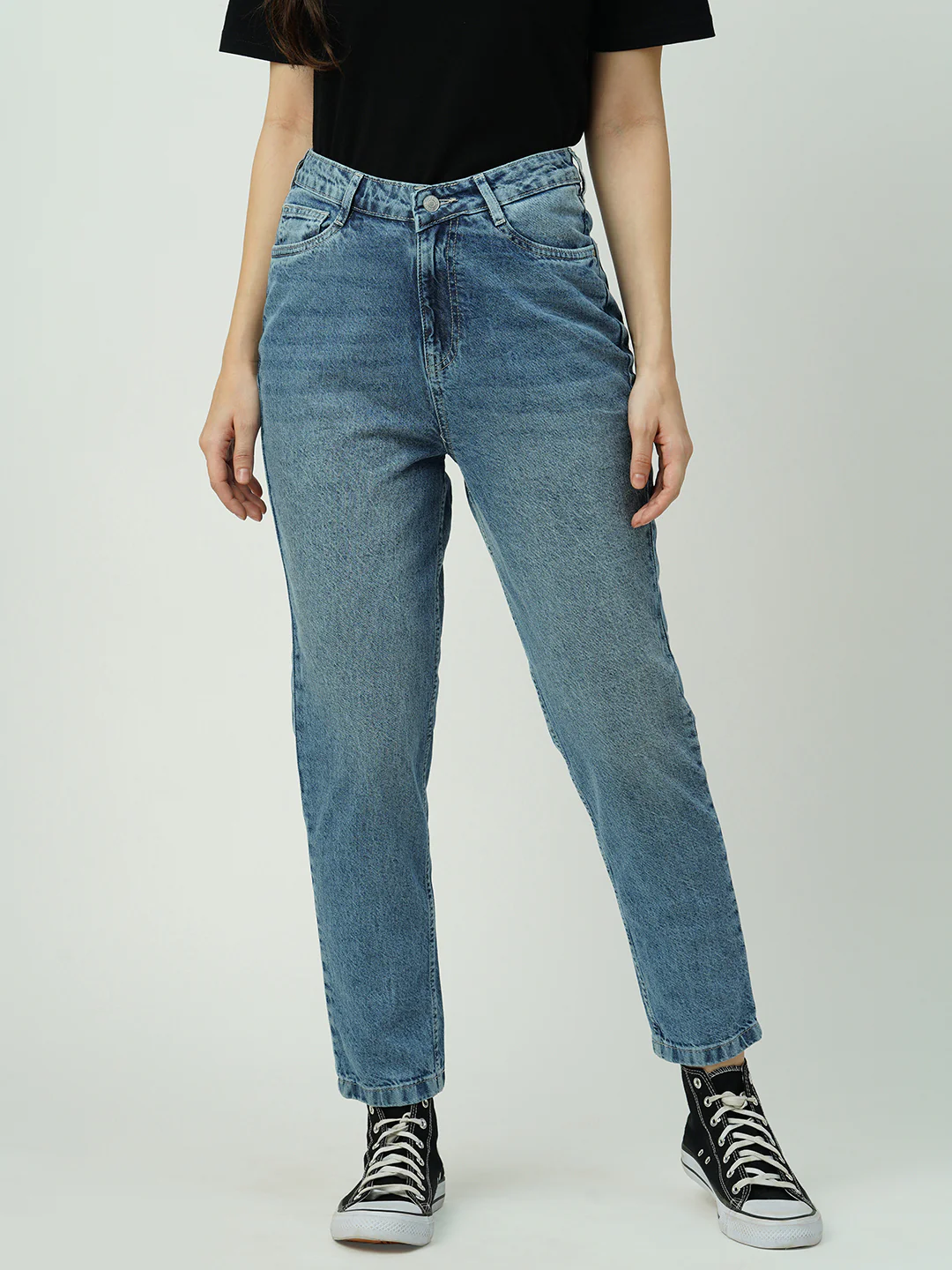Women Light Blue High-Rise Mom Fit Jeans - Image 2