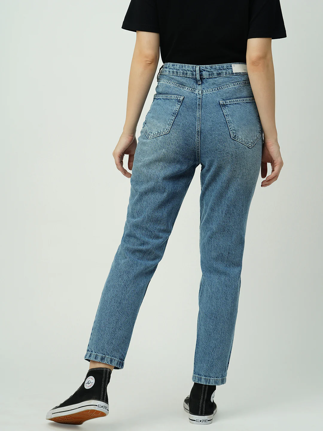 Women Light Blue High-Rise Mom Fit Jeans - Image 3