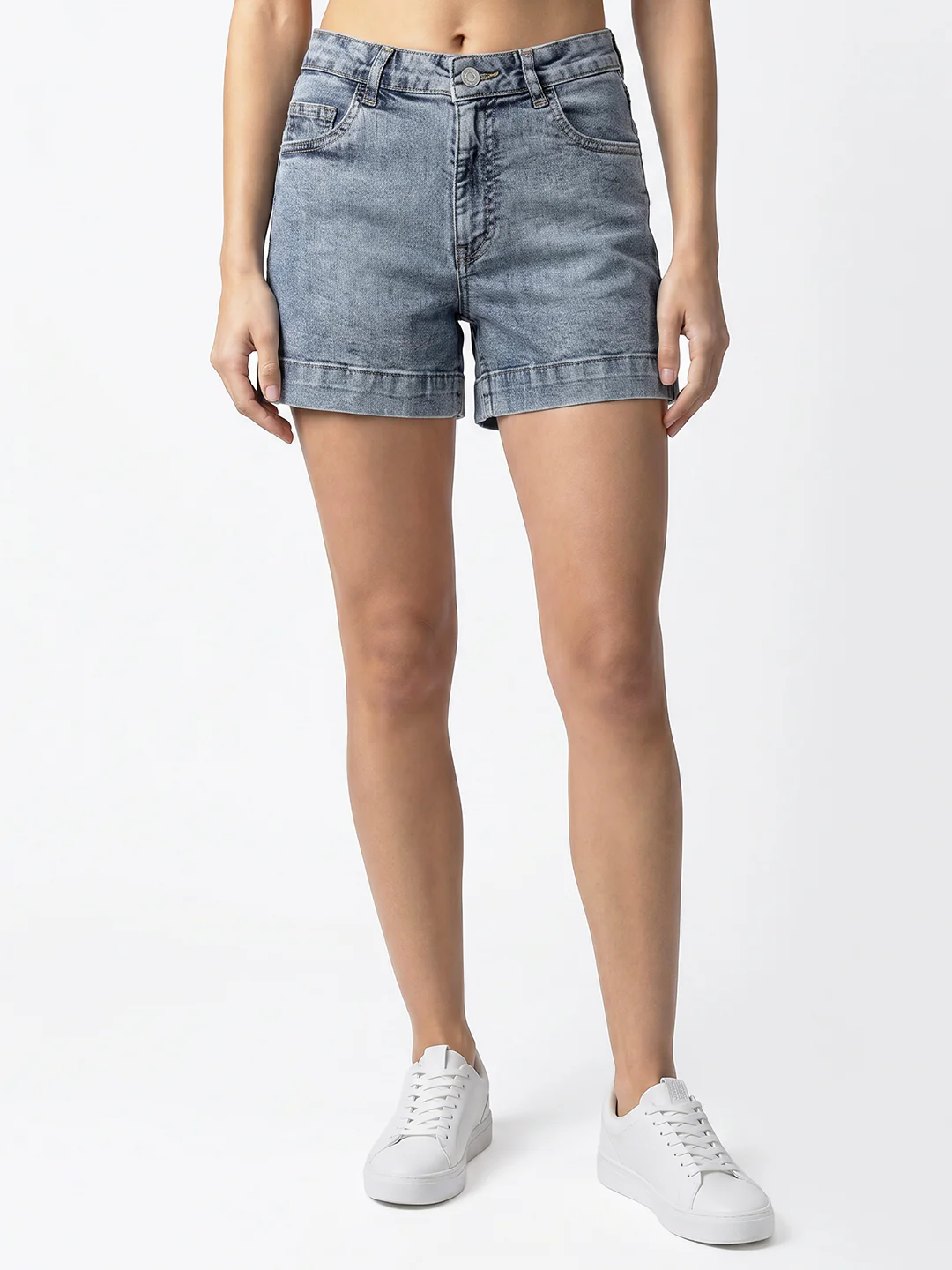 Women Light Blue High-Rise Short - Image 2