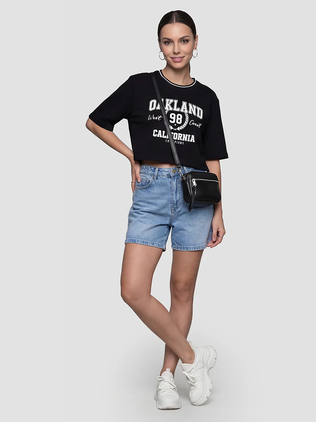 Women Light Blue High-Rise Shorts