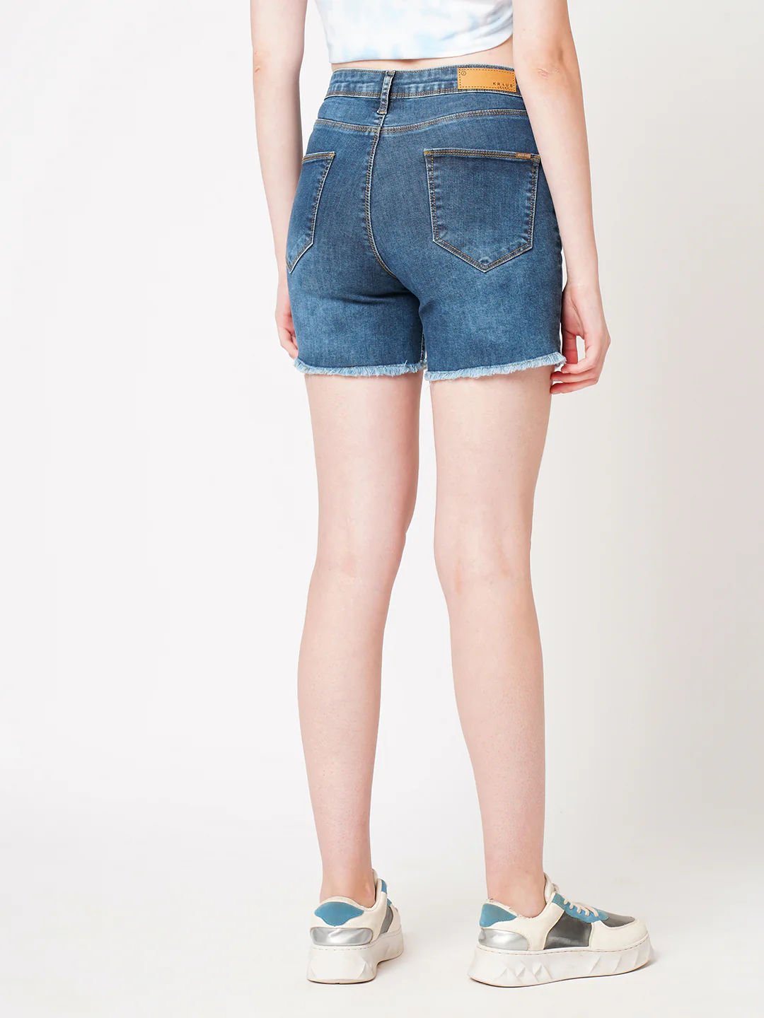 Women Light Blue High-Rise Shorts - Image 3
