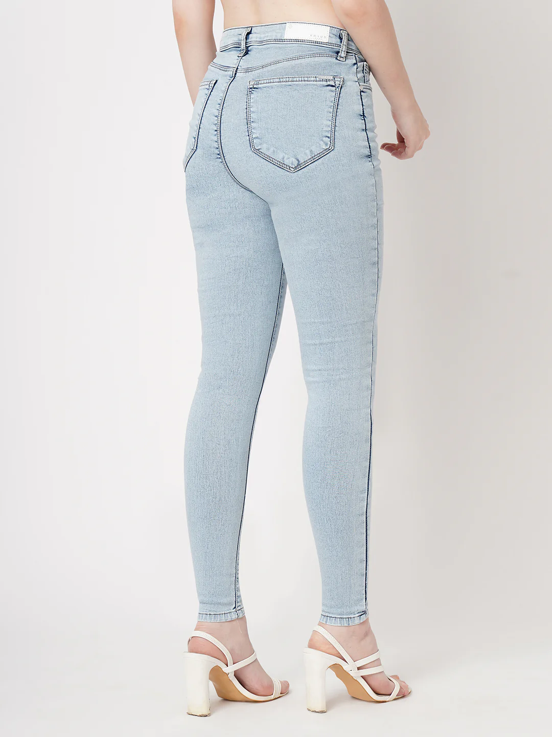 Women Light Blue High-Rise Skinny Jeans - Image 3