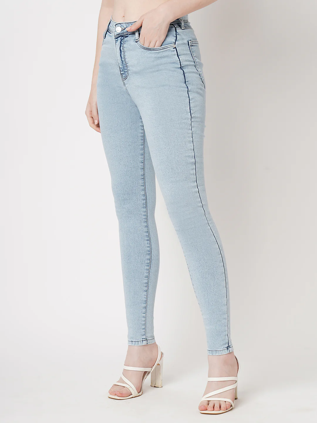 Women Light Blue High-Rise Skinny Jeans - Image 6